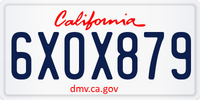 CA license plate 6XOX879