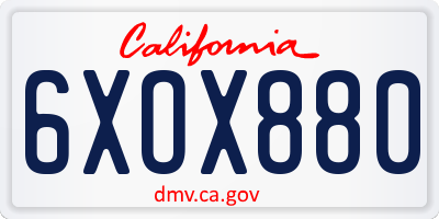 CA license plate 6XOX880