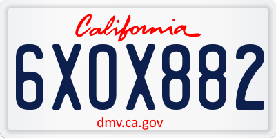 CA license plate 6XOX882