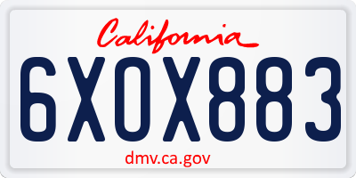 CA license plate 6XOX883