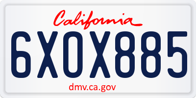 CA license plate 6XOX885