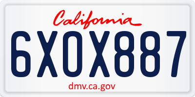 CA license plate 6XOX887