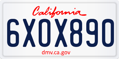 CA license plate 6XOX890