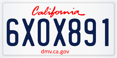 CA license plate 6XOX891