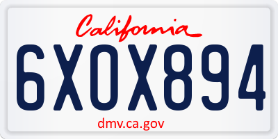 CA license plate 6XOX894