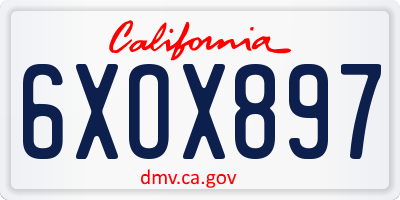 CA license plate 6XOX897