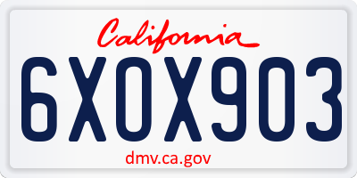 CA license plate 6XOX903