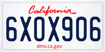 CA license plate 6XOX906