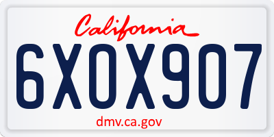 CA license plate 6XOX907