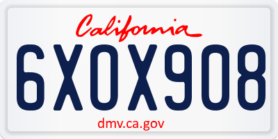 CA license plate 6XOX908