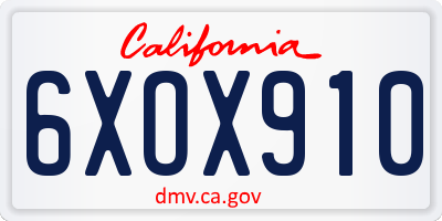 CA license plate 6XOX910