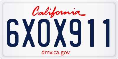 CA license plate 6XOX911