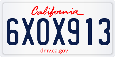 CA license plate 6XOX913
