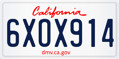 CA license plate 6XOX914