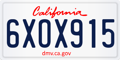 CA license plate 6XOX915