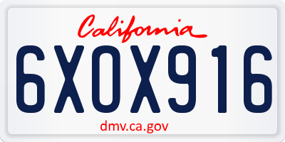 CA license plate 6XOX916