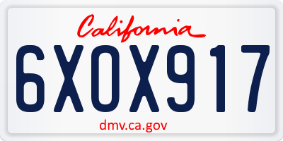 CA license plate 6XOX917