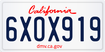 CA license plate 6XOX919