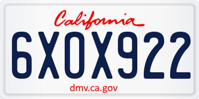 CA license plate 6XOX922
