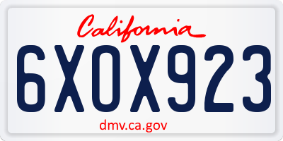 CA license plate 6XOX923