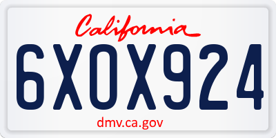 CA license plate 6XOX924