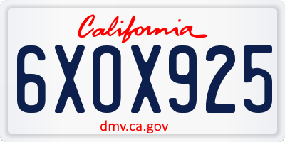 CA license plate 6XOX925