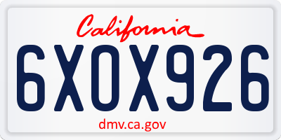 CA license plate 6XOX926
