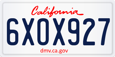 CA license plate 6XOX927