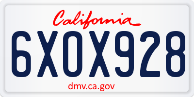 CA license plate 6XOX928