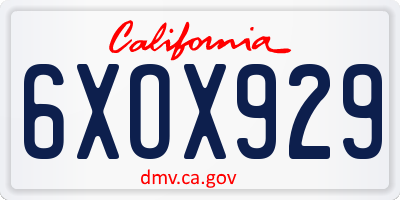 CA license plate 6XOX929