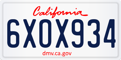 CA license plate 6XOX934