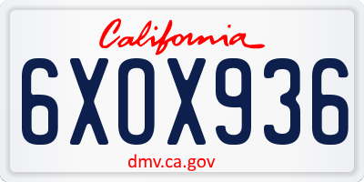 CA license plate 6XOX936