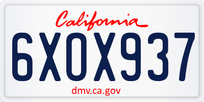 CA license plate 6XOX937