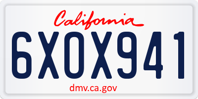 CA license plate 6XOX941