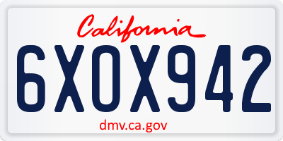 CA license plate 6XOX942