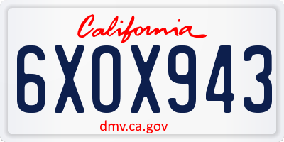 CA license plate 6XOX943