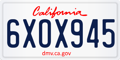 CA license plate 6XOX945