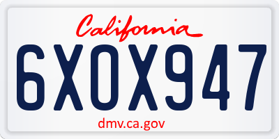 CA license plate 6XOX947