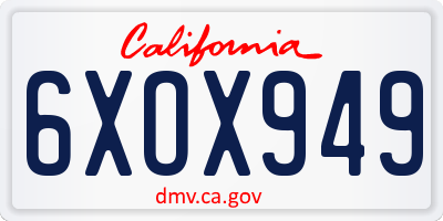 CA license plate 6XOX949