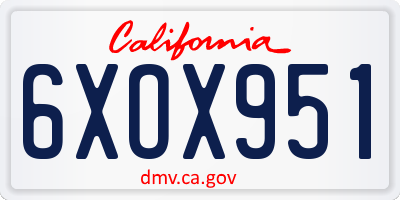 CA license plate 6XOX951