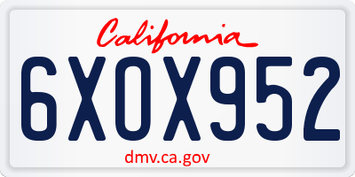 CA license plate 6XOX952