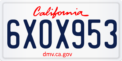CA license plate 6XOX953