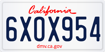 CA license plate 6XOX954
