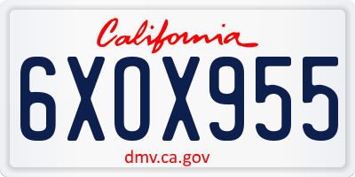 CA license plate 6XOX955