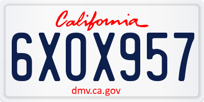CA license plate 6XOX957