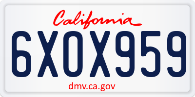 CA license plate 6XOX959