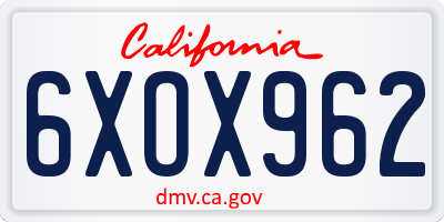 CA license plate 6XOX962