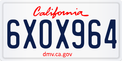 CA license plate 6XOX964