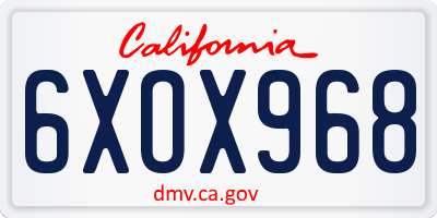 CA license plate 6XOX968