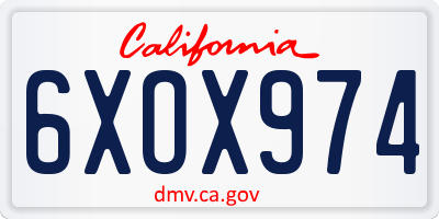 CA license plate 6XOX974